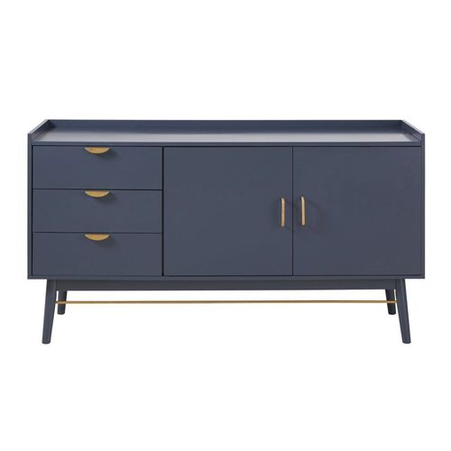 Buffet 2 Portes 3 Tiroirs Bleu Foncé