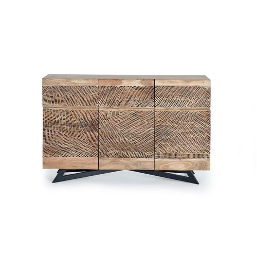 Buffet En Bois D'acacia Et Lattes En Métal De Couleur Naturelle
