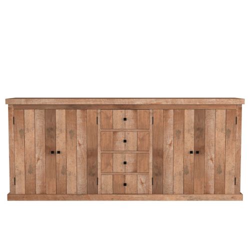 Buffet Bas En Bois Massif Recyclé 4 Portes 4 Tiroirs L 220 Cm