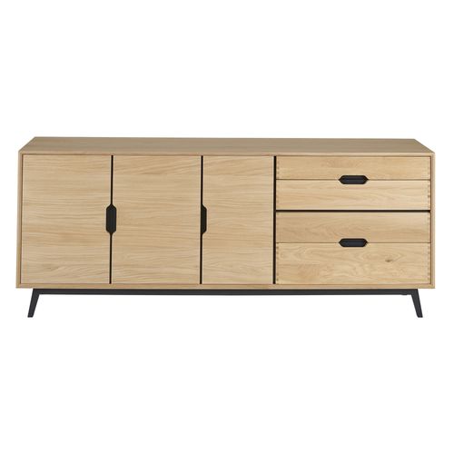Buffet Bas Nordique En Bois De Chêne Naturel 3 Portes + 4 Tiroirs L200