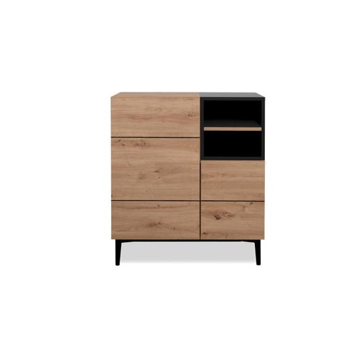 Buffet Haut 2 Portes 2 Niches L80 Cm - Décor Bois