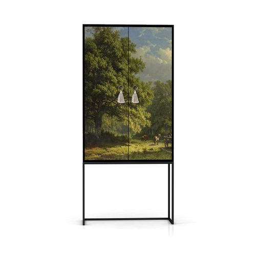 Buffet Armoire 2 Portes En Mdf Imprimé Bucolique Forestier