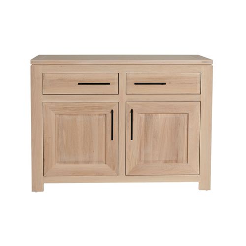 Buffet Bas Parisien Moderne En Chêne Blanchi 2 Portes 2 Tiroirs