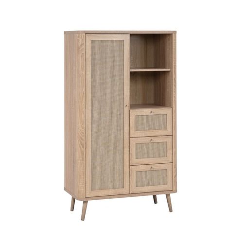 Buffet Haut 1 Porte, 3 Tiroirs Et 2 Compartiments - H141 Cm