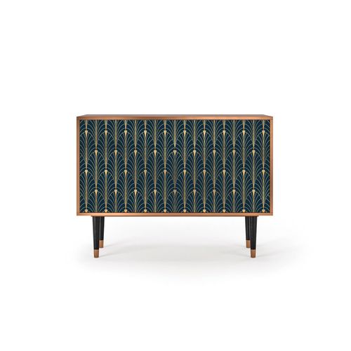 Buffet Bleu Et Jaune 2 Tiroirs Et 2 Portes L 115 Cm