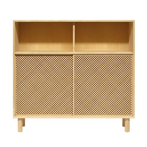 Buffet Haut En Bois Massif Naturel Avec 2 Portes - 120 Cm