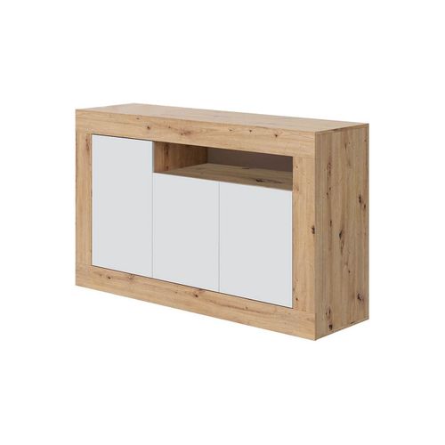 Buffet 3 Portes Et Un Compartiment Effet Bois - L139 X H87 Cm