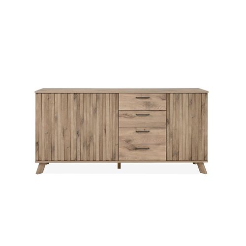 Buffet 3 Portes Et 4 Tiroirs Effet Bois - L175 X H85 Cm
