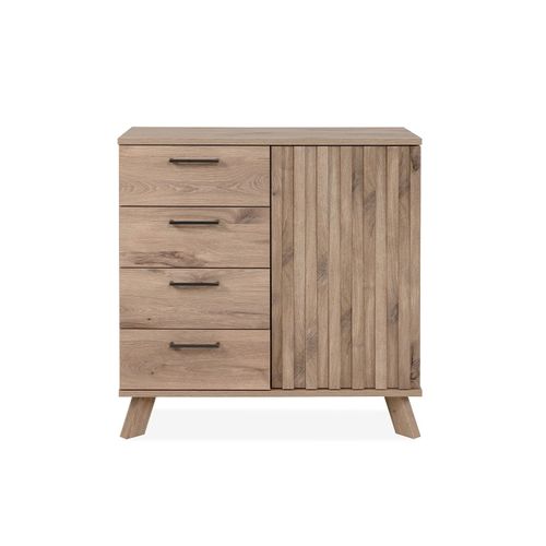 Buffet 4 Tiroirs 1 Porte Effet Bois - L85 X H85 Cm