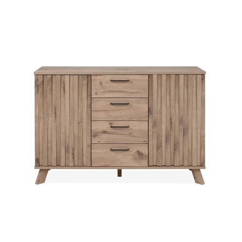 Buffet 4 Tiroirs 2 Portes Effet Bois - L127 X H85 Cm