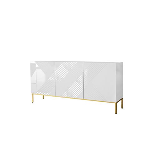 Buffet Bas Contemporain 160 Cm Blanc / Doré