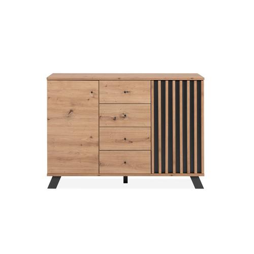 Buffet 2 Portes Et 4 Tiroirs Effet Bois - L118 X H85 Cm