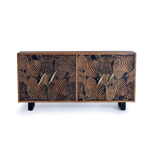 Buffet En Bois D'acacia Sculptée