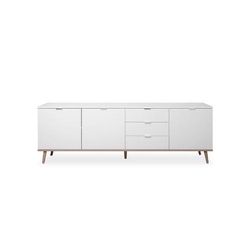Buffet Bas 3 Portes 2 Étagères 3 Tiroirs L200 X H68 Cm