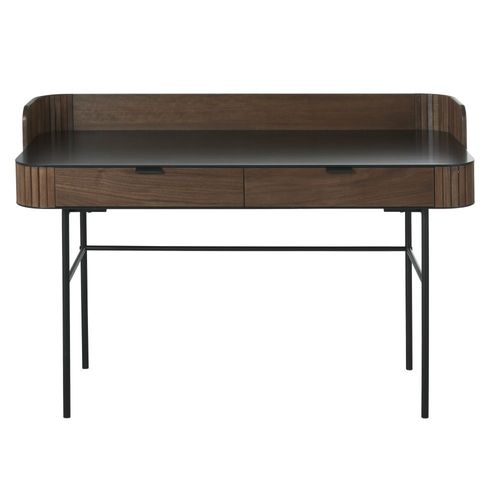 Bureau Vintage 2 Tiroirs Pieds En Métal Noir