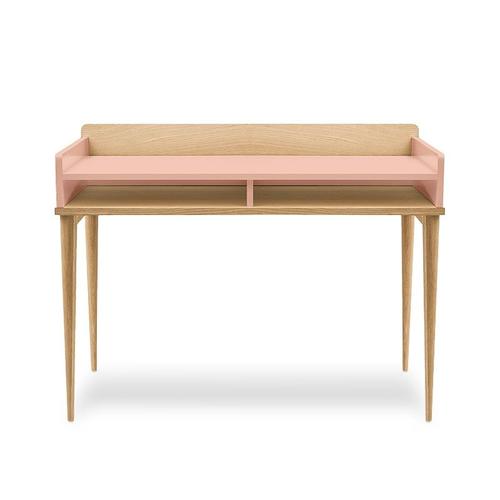 Bureau Compact En Bois - Chene Naturel Rose Blush