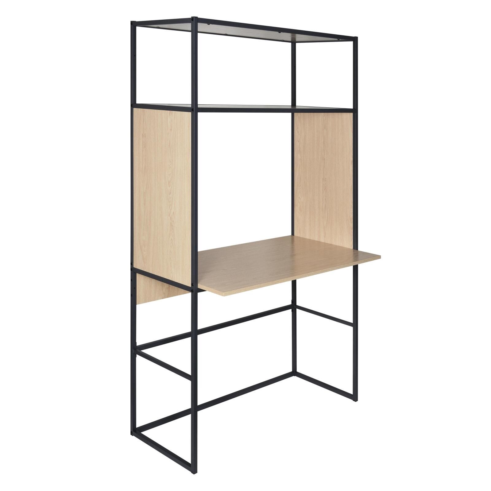 Portant Bois Et Métal Noir - Bureau Intégré L110 X H184,5 Cm