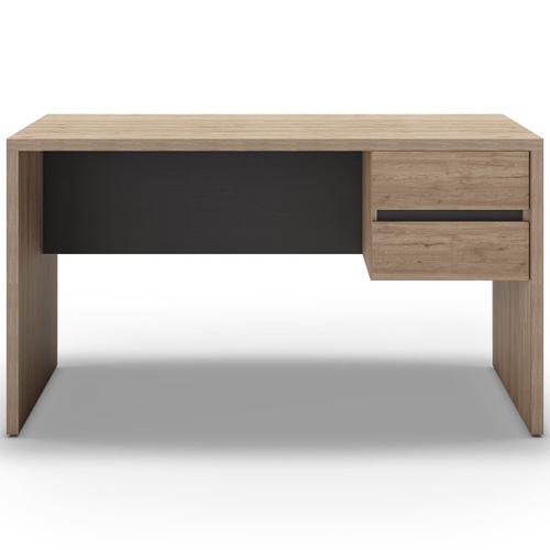 Bureau 2 Tiroirs Effet Bois Et Noir 136 Cm