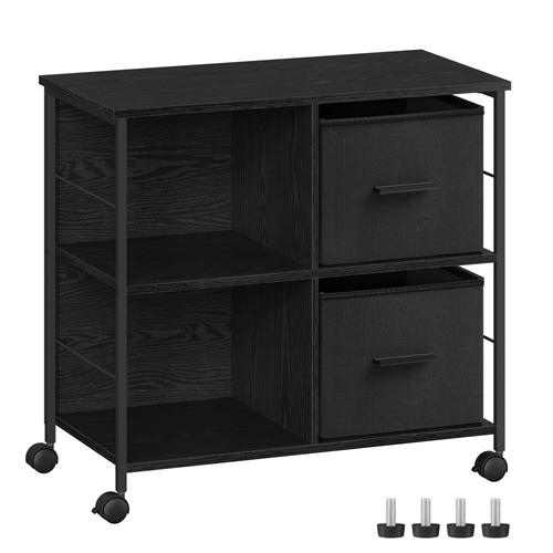 Caisson De Bureau 2 Paniers En Tissu Effet Bois Noir