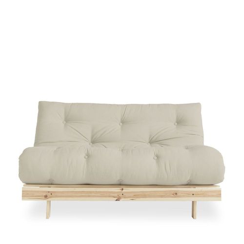 Canapé Convertible En Pin Massif Avec Futon Beige 140x200