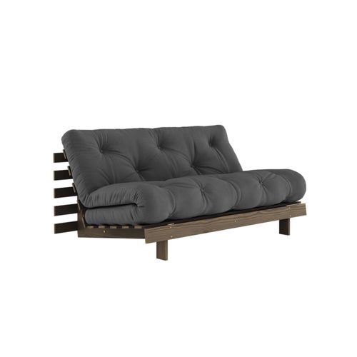 Canapé Convertible En Pin Massif Avec Futon Anthracite 160x200