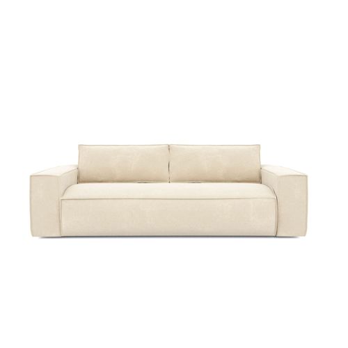 Canapé Convertible Express Dunlopillo Velours À Motifs Crème 160cm