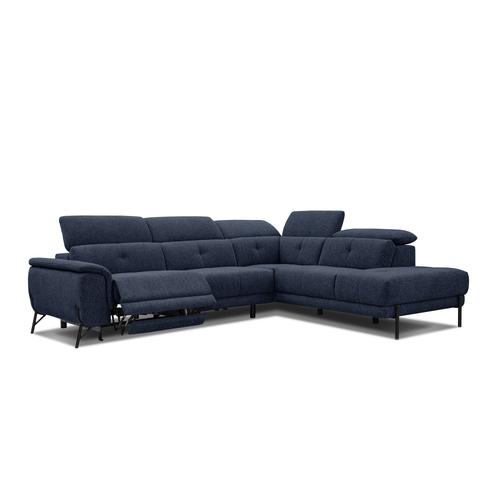 Canapé D'angle Droit 5 Places Relax Électrique Tissu Bleu Foncé