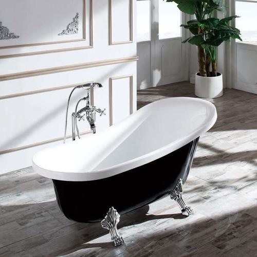 Baignoire ilot Ovale - Acrylique Noir et Blanc - 160x76 cm - Vienne