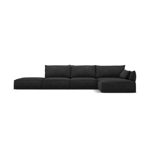 Canapé D'angle Droit 5 Places En Tissu Chenille Noir