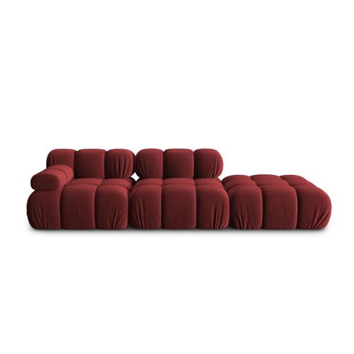 Canapé Modulable Droit 4 Places En Tissu Velours Rouge Foncé