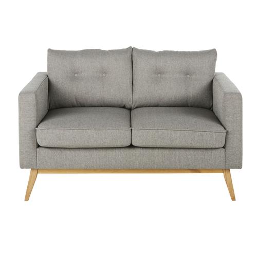 Canapé Style Scandinave 2 Places Gris Clair Chiné