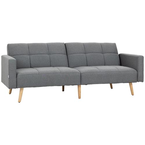 Canapé Convertible Inclinable 2 Places Design Scandinave Tissu Gris