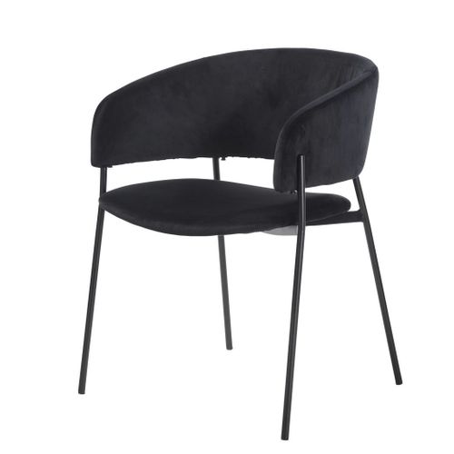 Chaise Avec Accoudoirs En Velours Noir