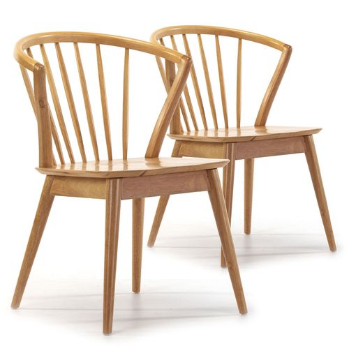 Pack 2 Chaises, Couleur Chêne, Bois Massif, 55 Cm X 58,5 Cm X 84 Cm