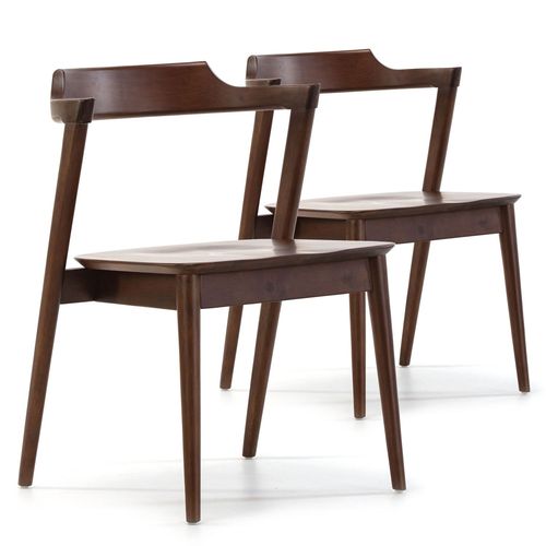 Pack 2 Chaises, Couleur Noyer, Bois Massif, 58 Cm X 57,5 Cm X 76 Cm
