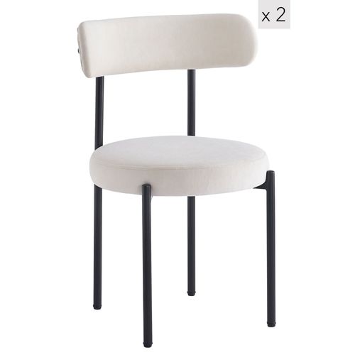 Lot De 2 Chaises Scandinaves En Métal Et Velours Beige