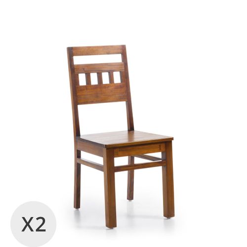 Set De 2 Chaises En Bois Marron