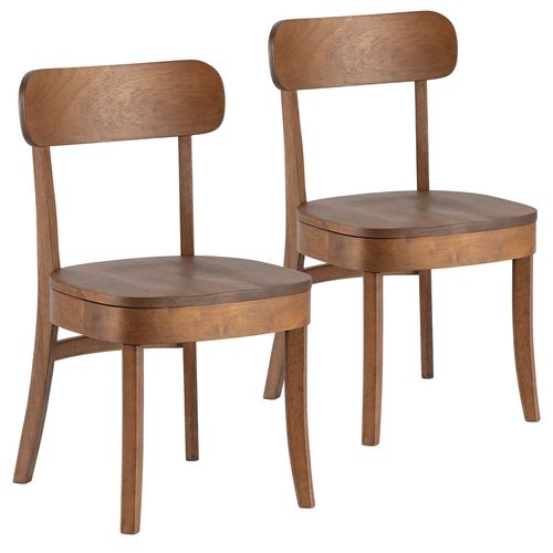 Pack De 2 Chaises Couleur Noyer, Bois Massif