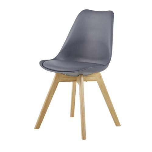 Chaise Style Scandinave Gris Moyen Et Hévéa