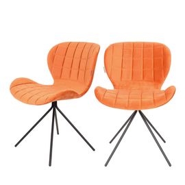 2 Chaises Velours Orange