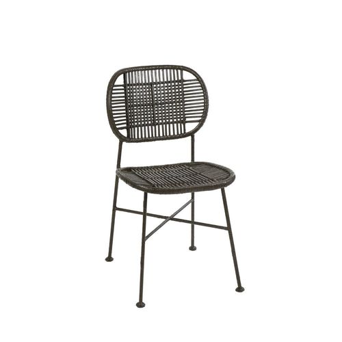 Chaise En Rotin Et Métal Noir
