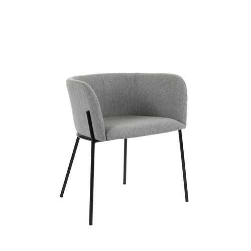 Fauteuil De Table En Tissu Pieds Métal Gris Clair