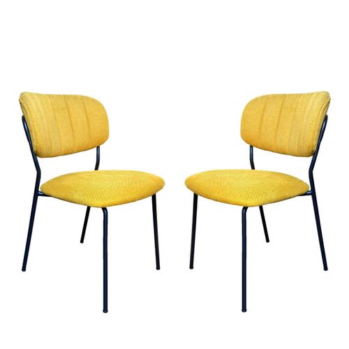 2 Chaises De Repas Tissu Jaune