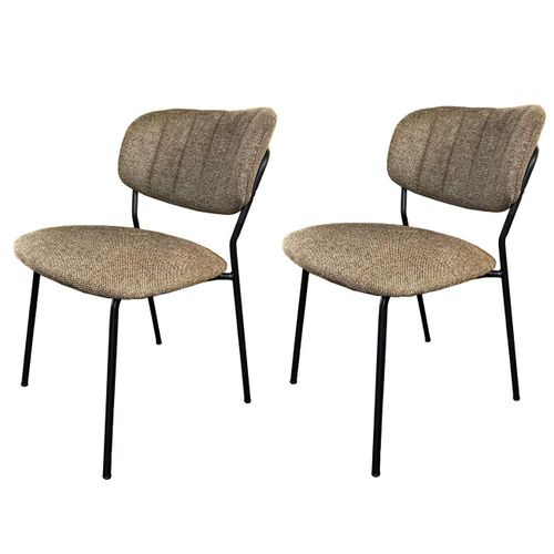 2 Chaises De Repas Tissu Marron