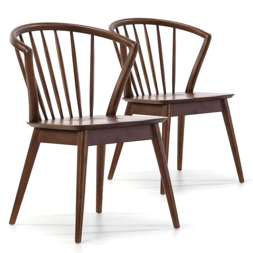 Pack 2 Chaises, Couleur Noyer, Bois Massif, 55 Cm X 58,5 Cm X 84 Cm