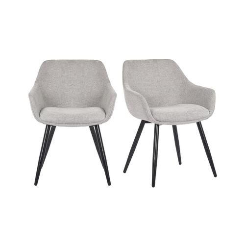 Lot De 2 Chaises Style Rétro Avec Accoudoirs Gris