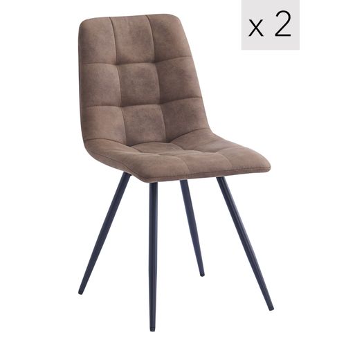 Lot De 2 Chaises Scandinaves En Métal Et Simili Marron