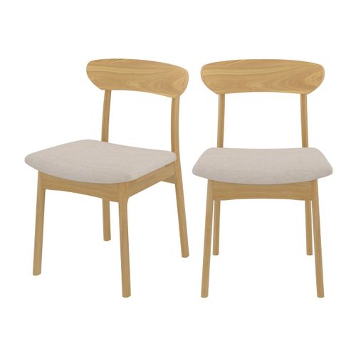 Chaise En Tissu Beige Et Bois Clair (Lot De 2)
