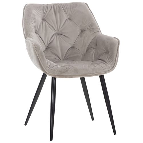Chaise De Salle À Manger Avec Accoudoirs En Velours Gris