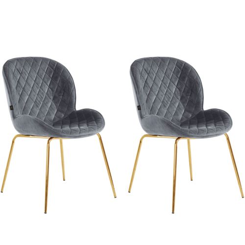 Lot De 2 Chaises De Salle À Manger Rembourrées En Velours Gris